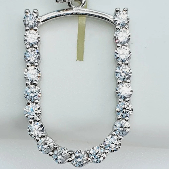 "925 Sterling Silver Cubic Zirconia Initial Pendant, UU1P6A6187 - Picture 8 of 9